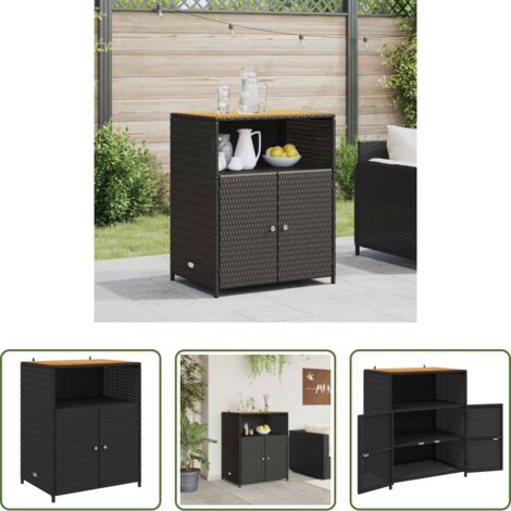 Armadietto giardino -  Armadietto Nero 70 x 50 x 87 cm Poliestere e Rattan Roly