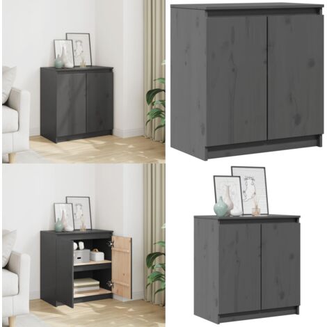 Armadietto Grigio 60x36x65 cm in Legno Massello di Pino - Armadio in pino - Armadio grigio