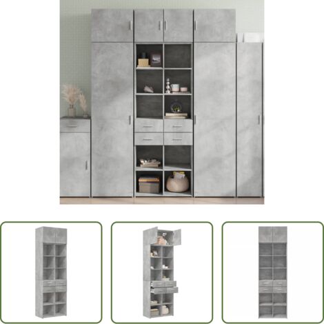 Armadietto grigio cemento -  Armadietto Grigio Cemento 70x42,5x225 cm in Legno Multistrato