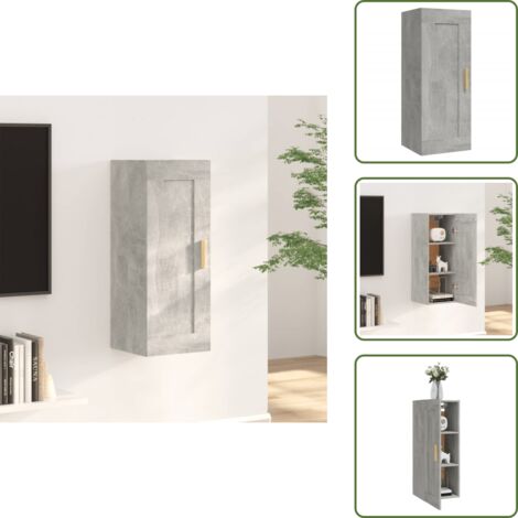 Armadietto grigio cemento - vidaXL Armadietto a Muro Grigio Cemento 35x34x90 cm Legno Multistrato - Armadietto per soggiorno