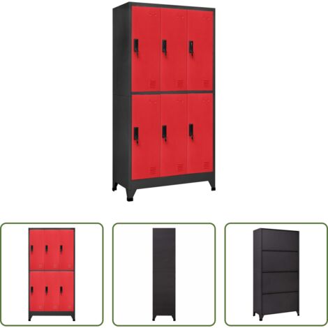 Armadietto in acciaio -  Armadietto con Serratura Antracite e Rosso 90x45x180cm Acciaio