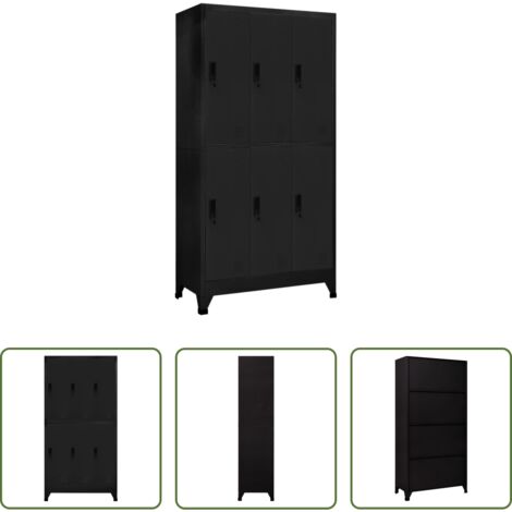 Armadietto in acciaio -  Armadietto con Serratura Nero 90x45x180 cm in Acciaio