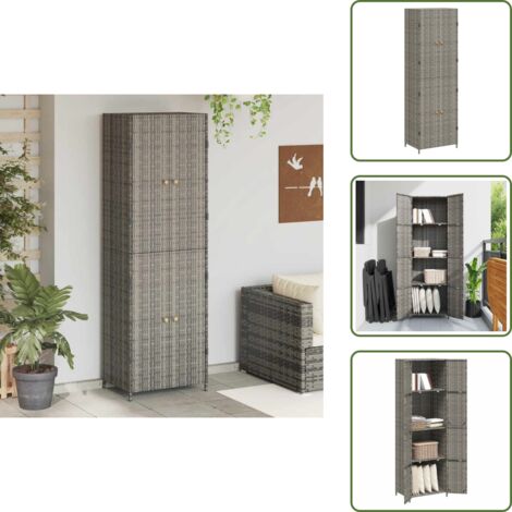 Armadietto in acciaio - vidaXL Armadietto Portaoggetti da Giardino 59x40x180 cm in Polyrattan - Armadietto in legno