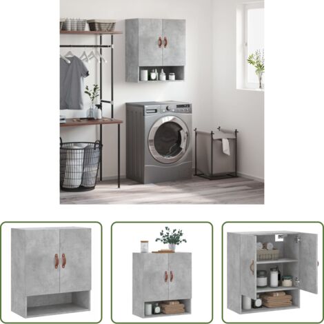 Armadietto in legno -  Armadietto a Muro Grigio Cemento 60x31x70 cm Legno Multistrato