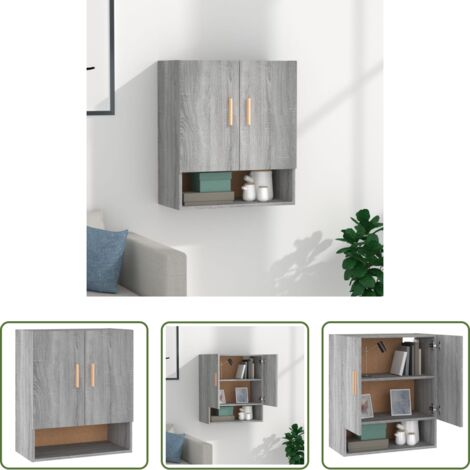 Armadietto in legno -  Armadietto a Muro Grigio Sonoma 60x31x70cm in Legno Multistrato