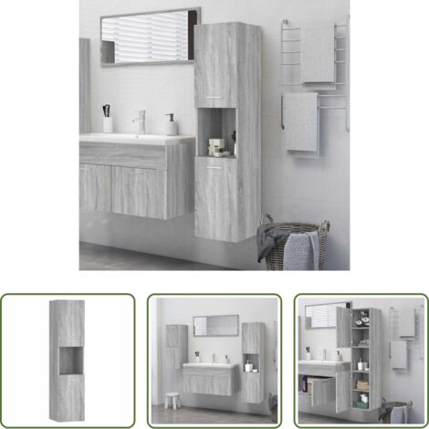 Armadietto in legno -  Armadietto Bagno Grigio Sonoma 30x30x130cm in Legno Multistrato