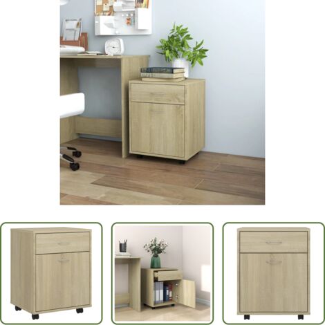 Armadietto in legno -  Armadietto con Ruote Rovere Sonoma 45x38x54cm Legno Multistrato