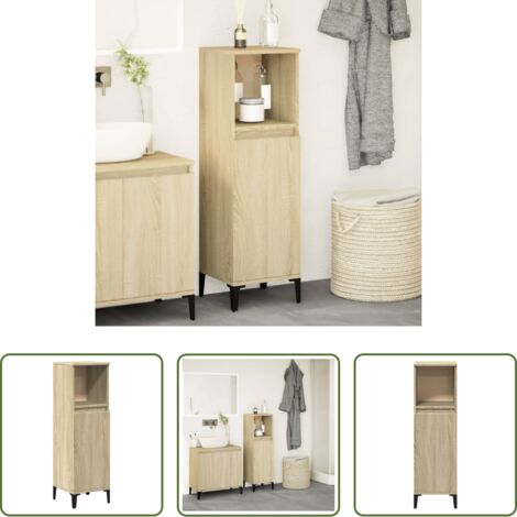 Armadietto in legno -  Armadietto da Bagno Rovere Sonoma 30x30x100cm Legno Multistrato