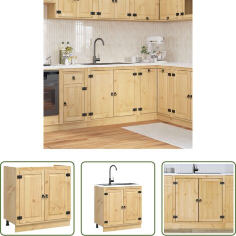 Armadietto in legno massello -  Armadietto SKI Marrone Miele 80 x 46 x 81,5 cm Pino massello