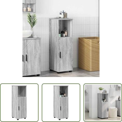 Armadietto in legno -  Mobile da Bagno con archiviazione Grigio Sonoma 30 x 35 x 95 cm