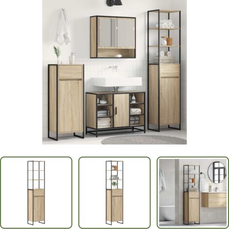 Armadietto in legno - Mobile da Bagno Sonoma 40 x 30 x 180 cm Legno multistrato