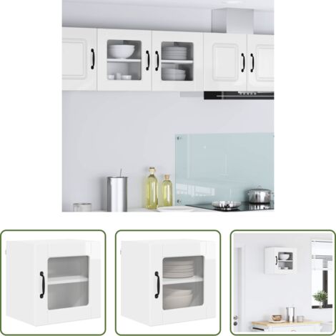 Armadietto in legno - Mobile da cucina con lo scaffale Bianco Lucido 40 x 31 x 40 cm