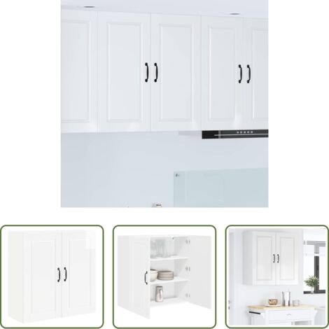 Armadietto in legno - Mobile da cucina con lo scaffale Bianco Lucido 80 x 31 x 80 cm