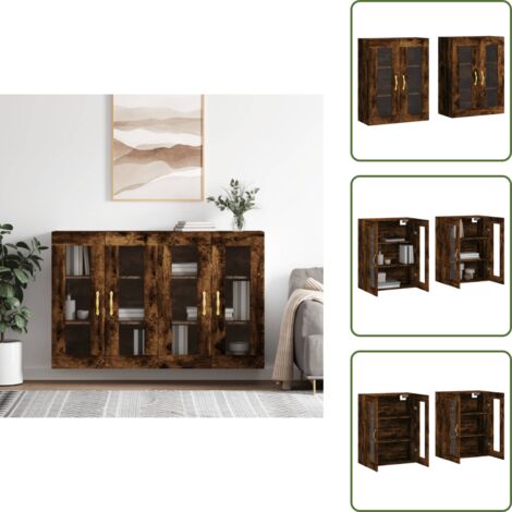 Armadietto in legno multistrato - vidaXL Armadietti a Parete 2 pz Rovere Fumo in Legno Multistrato - Armadietto per casa