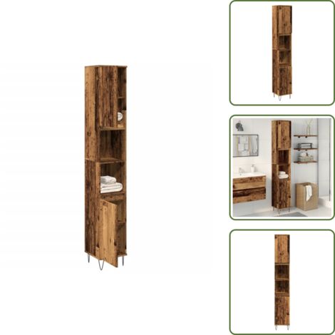 Armadietto in legno multistrato - vidaXL Armadietto Bagno Legno Antico 30x30x190 cm in Legno Multistrato - Armadietto antico