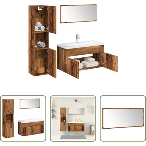 Armadietto in legno -  Set Mobili da Bagno 5 pz Legno Antico in Legno Multistrato