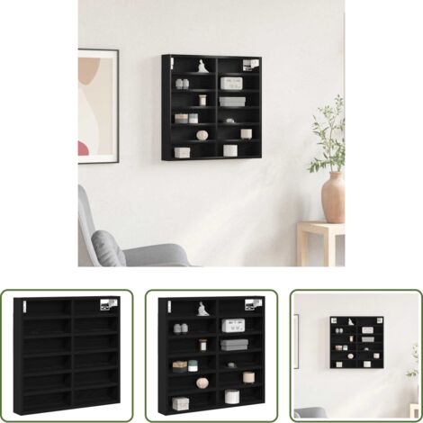 Armadietto in legno -  Vetrina Rovere Nero 60 x 8,5 x 58 cm Legno multistrato