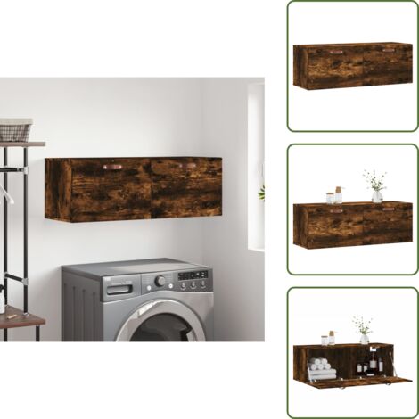 Armadietto in legno - vidaXL Mobile a Parete Rovere Fumo 100x36,5x35 cm in Legno Multistrato - Mobiletto a parete
