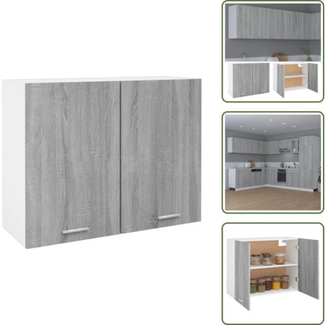 Armadietto in legno - vidaXL Mobile Pensile “Lyon” Grigio Sonoma 80x31x60 cm - Armadietto in legno multistrato
