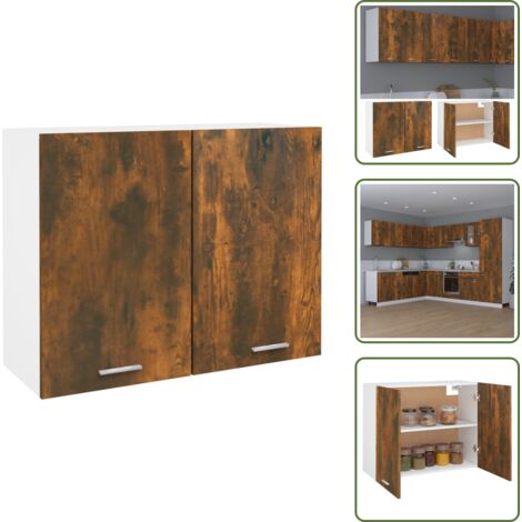 Armadietto in legno - vidaXL Mobile Pensile “Lyon” Rovere Fumo 80x31x60 cm - Armadietto in legno multistrato