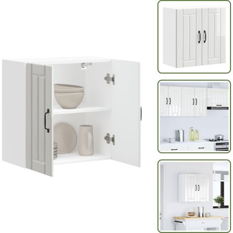 Armadietto in legno - vidaXL Pensile da Cucina Lucca Bianco Lucido in Legno Multistrato - Armadietto in truciolato