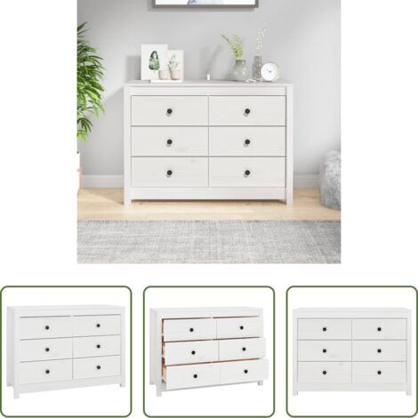 Armadietto in pino -  Armadietto Bianco 100x40x72 cm in Legno Massello di Pino
