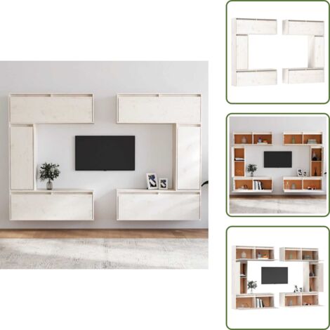 Armadietto in pino - vidaXL Mobili Porta TV 6 pz Bianchi in Legno Massello di Pino - Mobili per casa