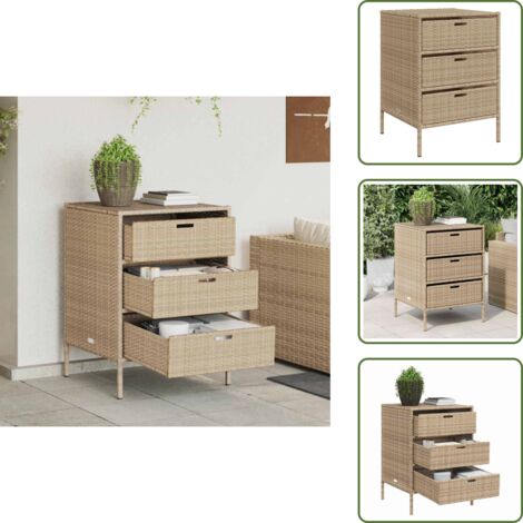 Armadietto in rattan - vidaXL Armadietto Portaoggetti da Giardino Beige 55x59x80cm Polyrattan - Armadietto in acciaio