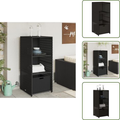 Armadietto in rattan - vidaXL Armadietto Portaoggetti da Giardino Nero 50x55x115cm Polyrattan - Armadietto in acciaio