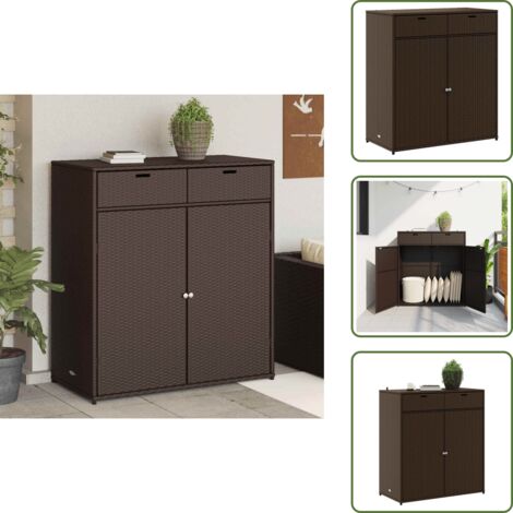Armadietto in rattan - vidaXL Armadietto Portaoggetti Giardino Marrone 105x55x113 Polyrattan - Armadietto in acciaio
