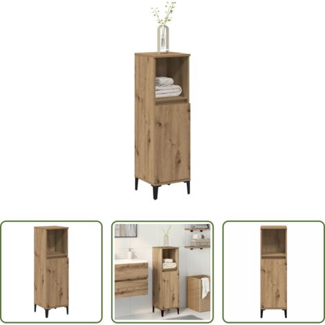 Armadietto in truciolato -  Armadietto da Bagno Rovere Artigianale 30x30x100 cm Truciolato