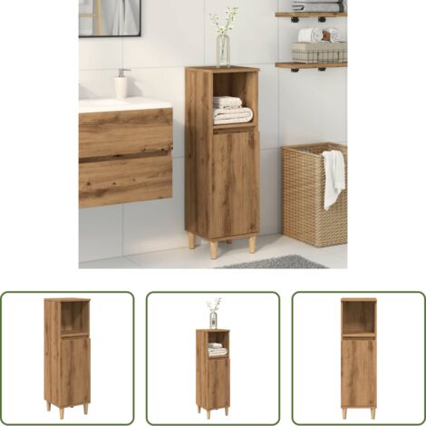 Armadietto in truciolato -  Armadietto da Bagno Rovere Artigianale 30x30x100 cm Truciolato