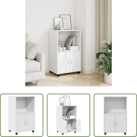 Armadietto in truciolato -  Mobile con Ruote Bianco 55x40x91 cm in Truciolato