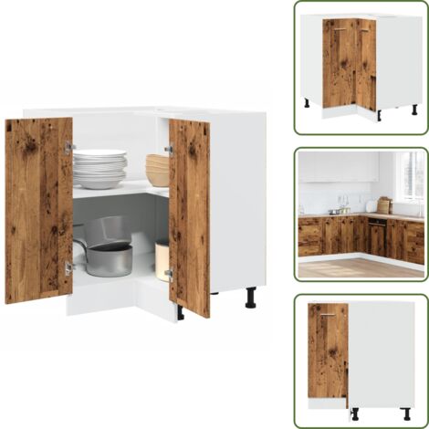 Armadietto in truciolato - vidaXL Armadietto Cucina “Lyon” Legno Antico 75,5x75,5x81,5 cm - Armadietto in legno antico