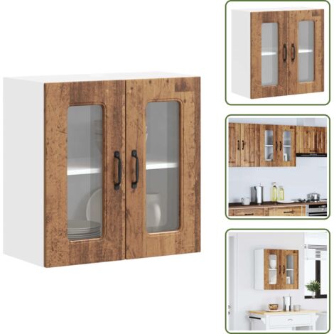 Armadietto in vetro - vidaXL Pensile da Cucina con Porta in Vetro Kalmar Legno Vecchio - Armadietto in legno