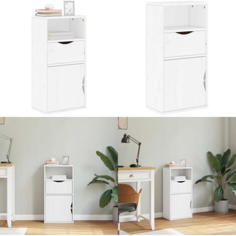 Armadietto Laterale con Cassetto ODDA Bianco 40x24x79 cm - Armadietto in legno - Armadietto con cassetto