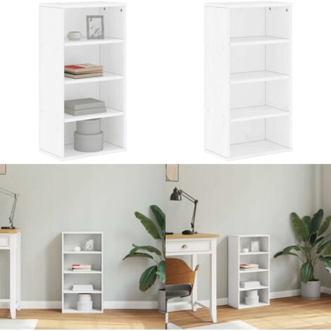 Armadietto Laterale ODDA Bianco 40x24x79 cm Legno Massello Pino - Armadietto in legno - Armadietto in pino