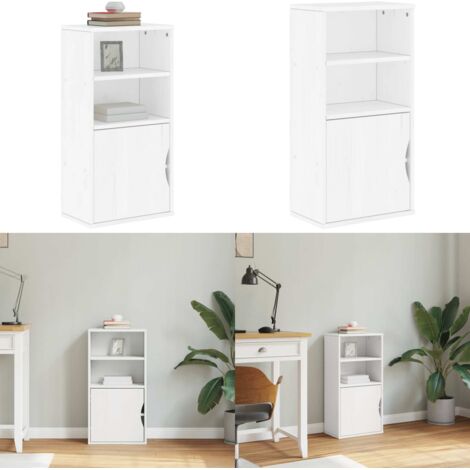 Armadietto Laterale ODDA Bianco 40x24x79 cm Legno Massello Pino - Armadietto in legno - Armadietto in pino