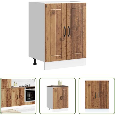 Armadietto lavello -  Mobile Base Lavello Lucca Legno Antico in Legno Multistrato