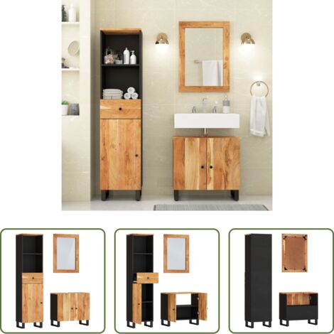 Armadietto lavello -  Set Mobili da Bagno 3pz in Legno Massello di Acacia