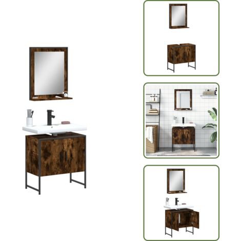 Armadietto lavello - vidaXL Set Mobili da Bagno 2 pz Rovere Fumo in Legno Multistrato - Mobili da bagno