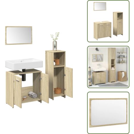 Armadietto lavello - vidaXL Set Mobili da Bagno 3 pz Rovere Sonoma in Legno Multistrato - Truciolato
