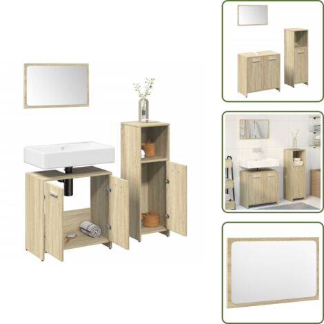 Armadietto lavello - vidaXL Set Mobili da Bagno 3 pz Rovere Sonoma in Legno Multistrato - Truciolato