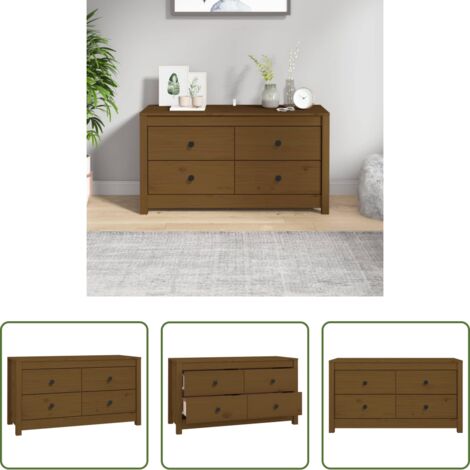 Armadietto marrone ambra -  Armadietto Marrone Ambra 100x40x54 cm in Legno Massello di Pino