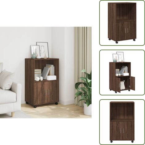 Armadietto marrone - vidaXL Mobiletto con Ruote Rovere Marrone 55x40x91 cm in Truciolato - Armadietto per soggiorno