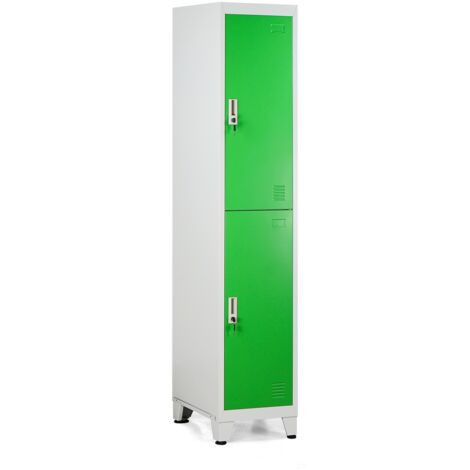 Armadietto metallico 2 ante verde con appendiabiti e ripiano inferiore