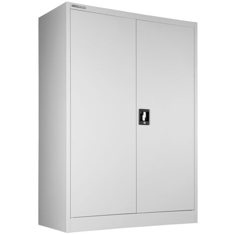 Armadietto  Metallico Porta Documenti 2 Ante 90x40x140 cm per Ufficio/Casa in Acciaio Grigio