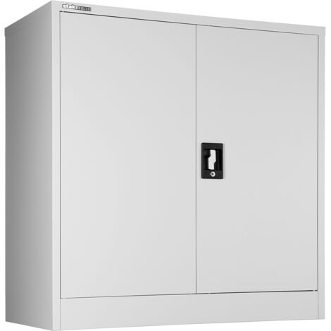 Armadietto Metallico Porta Documenti 2 Ante per Ufficio/Casa con Serratura in Acciaio Grigio