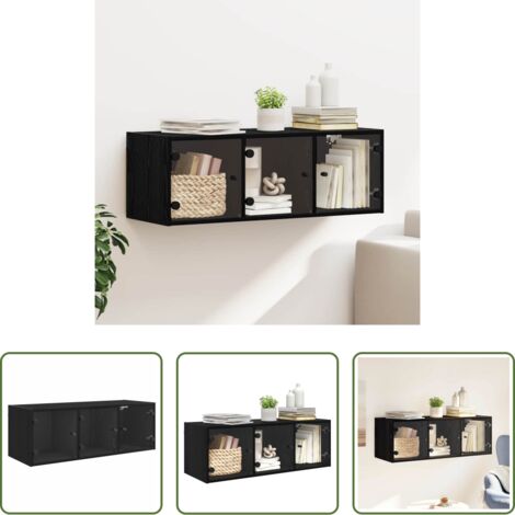 Armadietto moderno -  Armadietto a muro Rovere Nero 102 x 37 x 35 cm