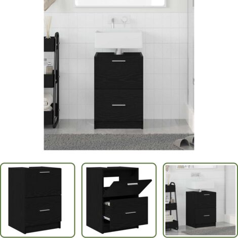 Armadietto moderno -  Mobile da Bagno Rovere Nero 40 x 37 x 59 cm Legno multistrato